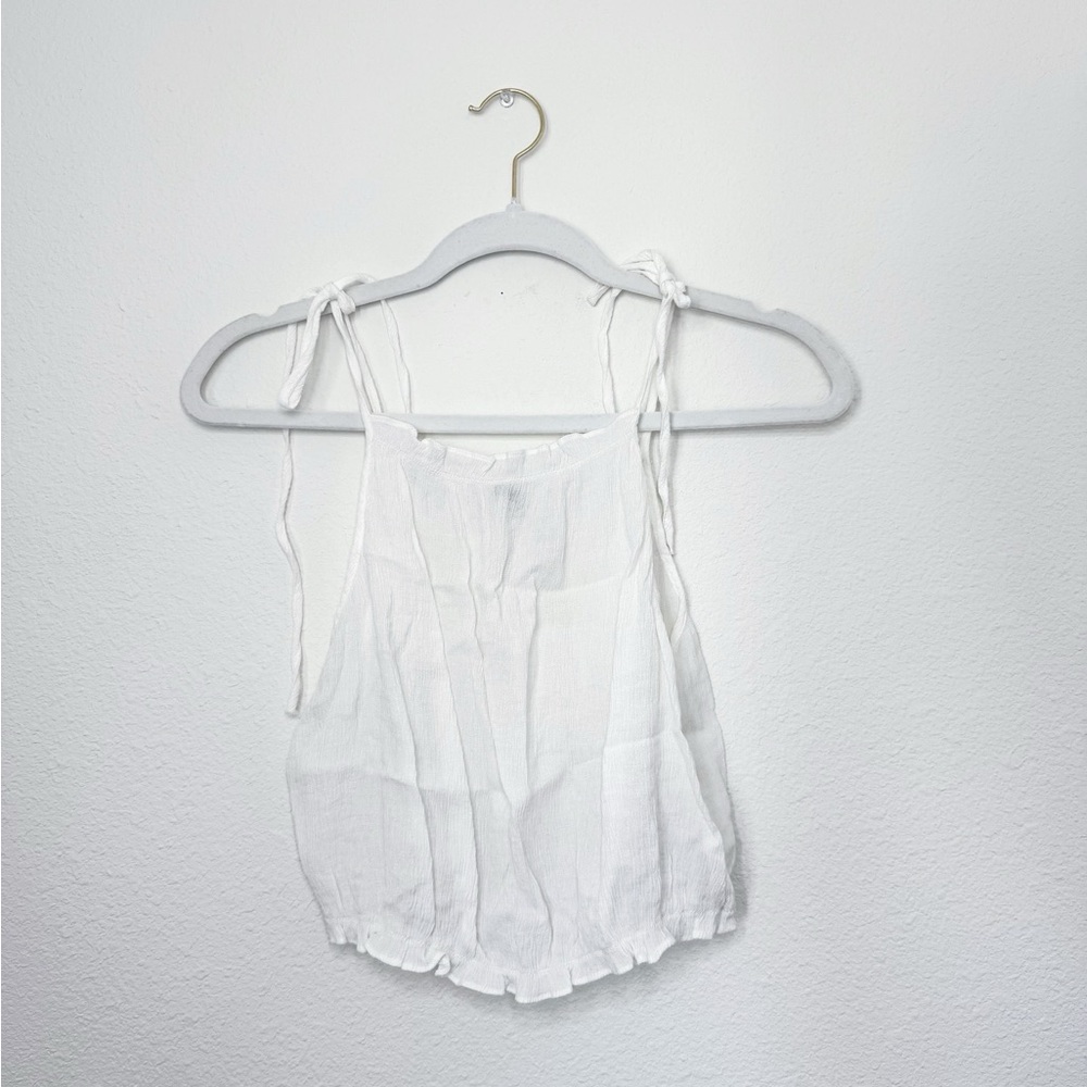 H&M white linen tank top, with adjustable tying straps